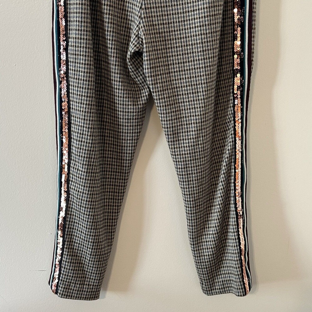 Anthropologie Maeve Bettie Sequin Tuxedo Trousers Pull On Drawstring Sz M *READ* - Picture 9 of 16